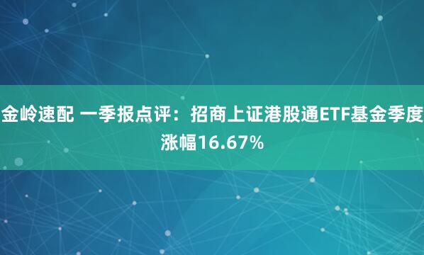 金岭速配 一季报点评：招商上证港股通ETF基金季度涨幅16.67%