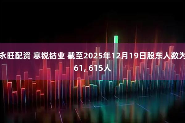 永旺配资 寒锐钴业 截至2025年12月19日股东人数为61, 615人